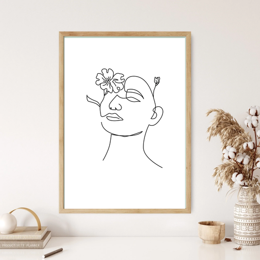 Flowerhead Line Art Wall Print (5 Colours)