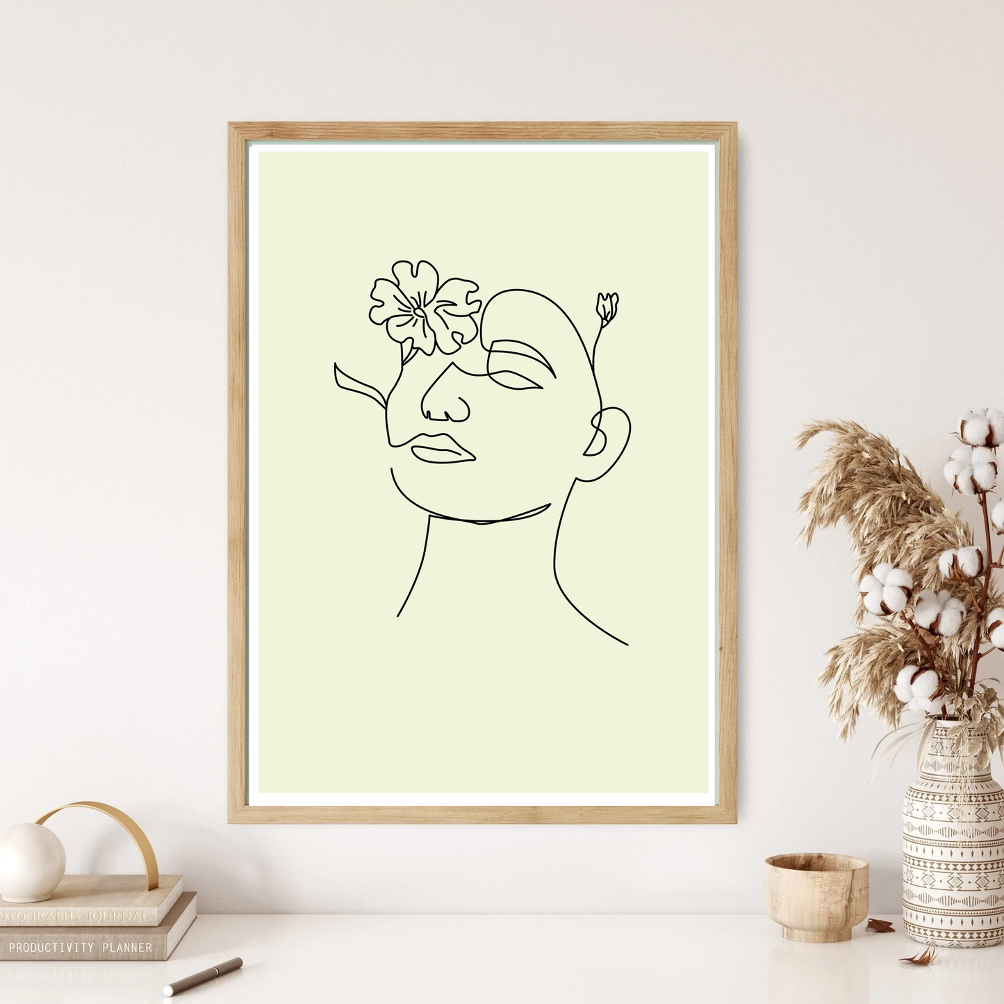 Flowerhead Line Art Wall Print (5 Colours)