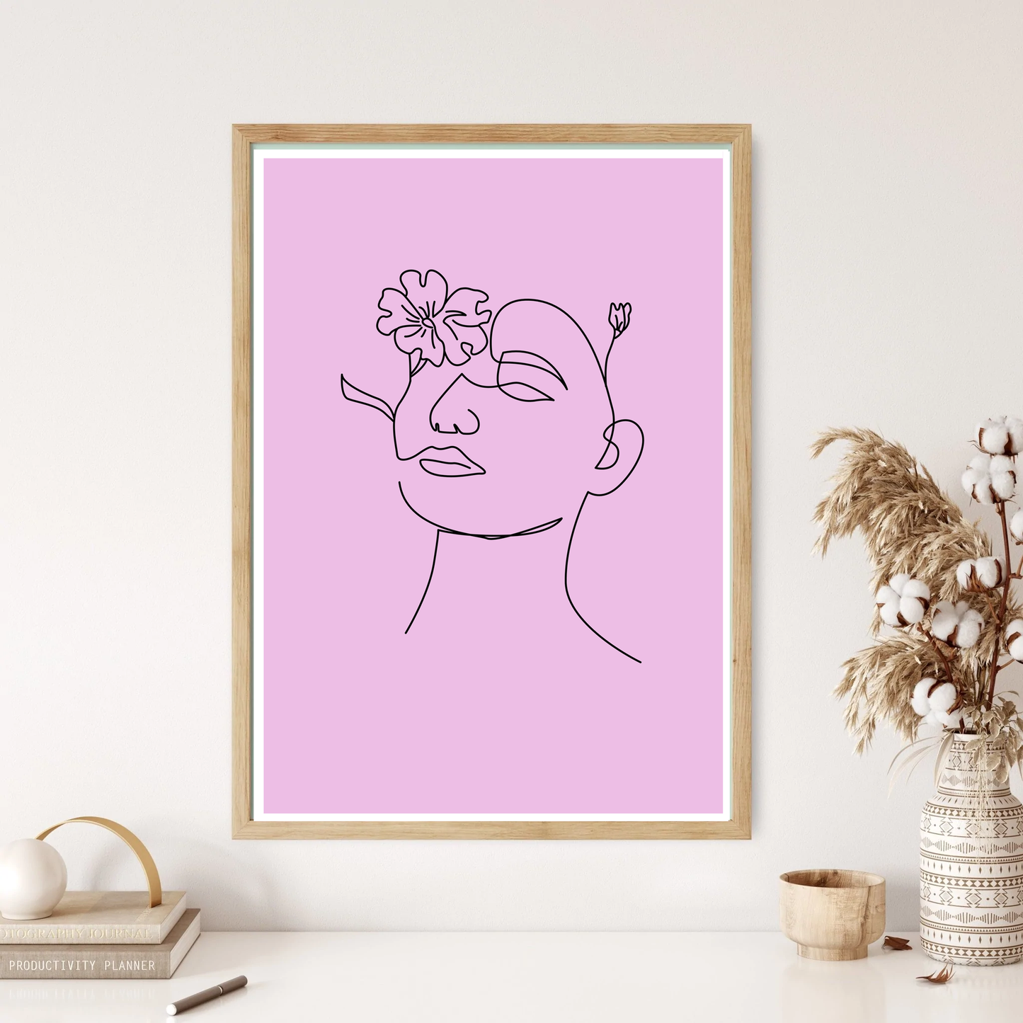 Flowerhead Line Art Wall Print (5 Colours)