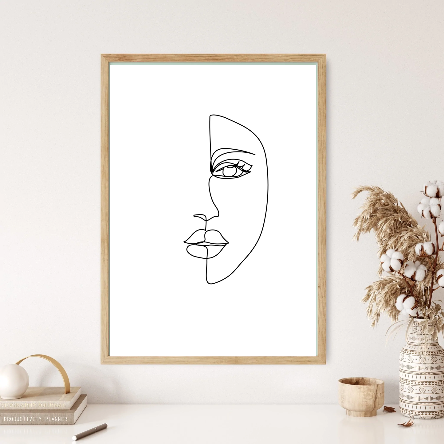 Half Face Outline Line Art Wall Print (5 Colours)