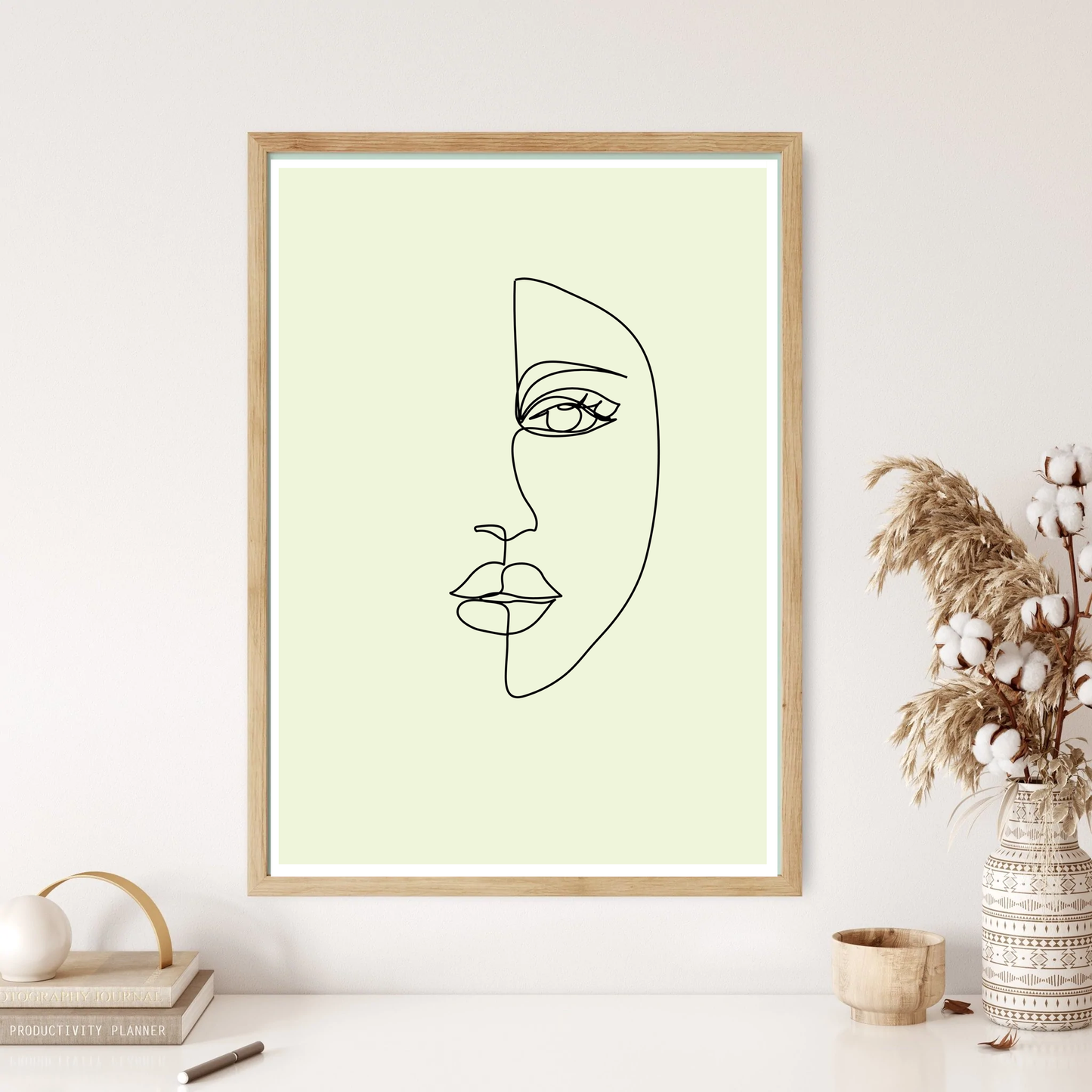 Half Face Outline Line Art Wall Print (5 Colours)