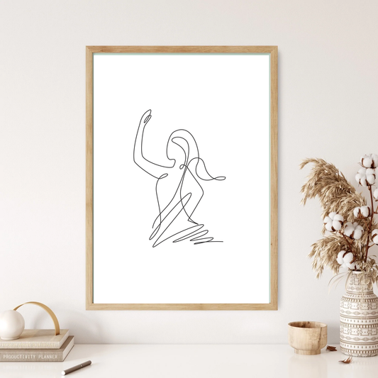 Dancing Lady Line Art Wall Print (5 Colours)