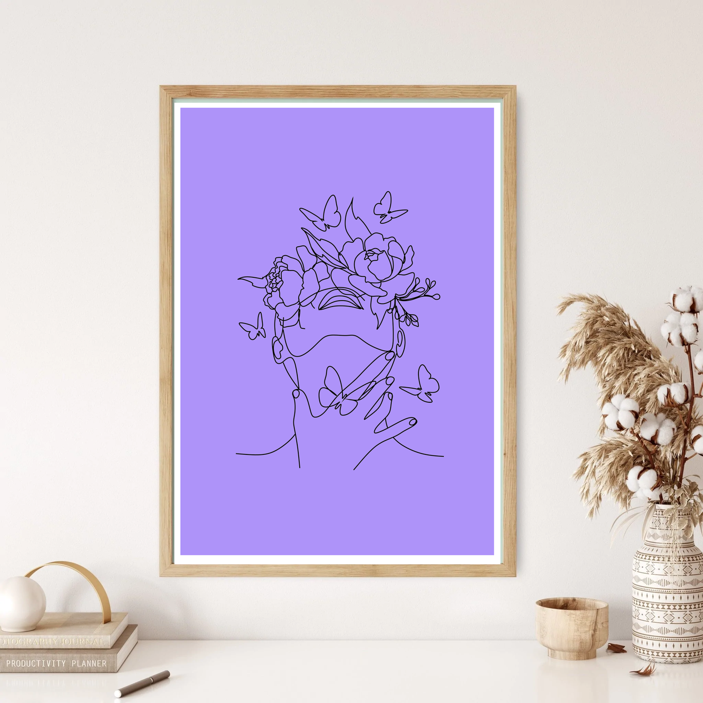 My Head Is A Jungle Line Art Wall Print (5 Colours)