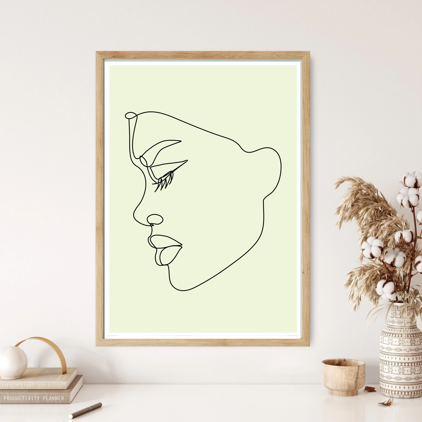 Woman Side Face Portrait Line Art Wall Print (5 Colours)