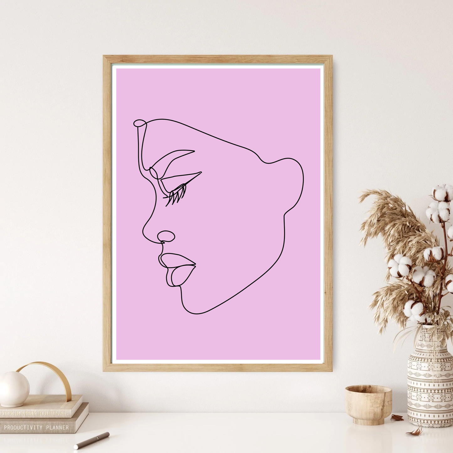 Woman Side Face Portrait Line Art Wall Print (5 Colours)