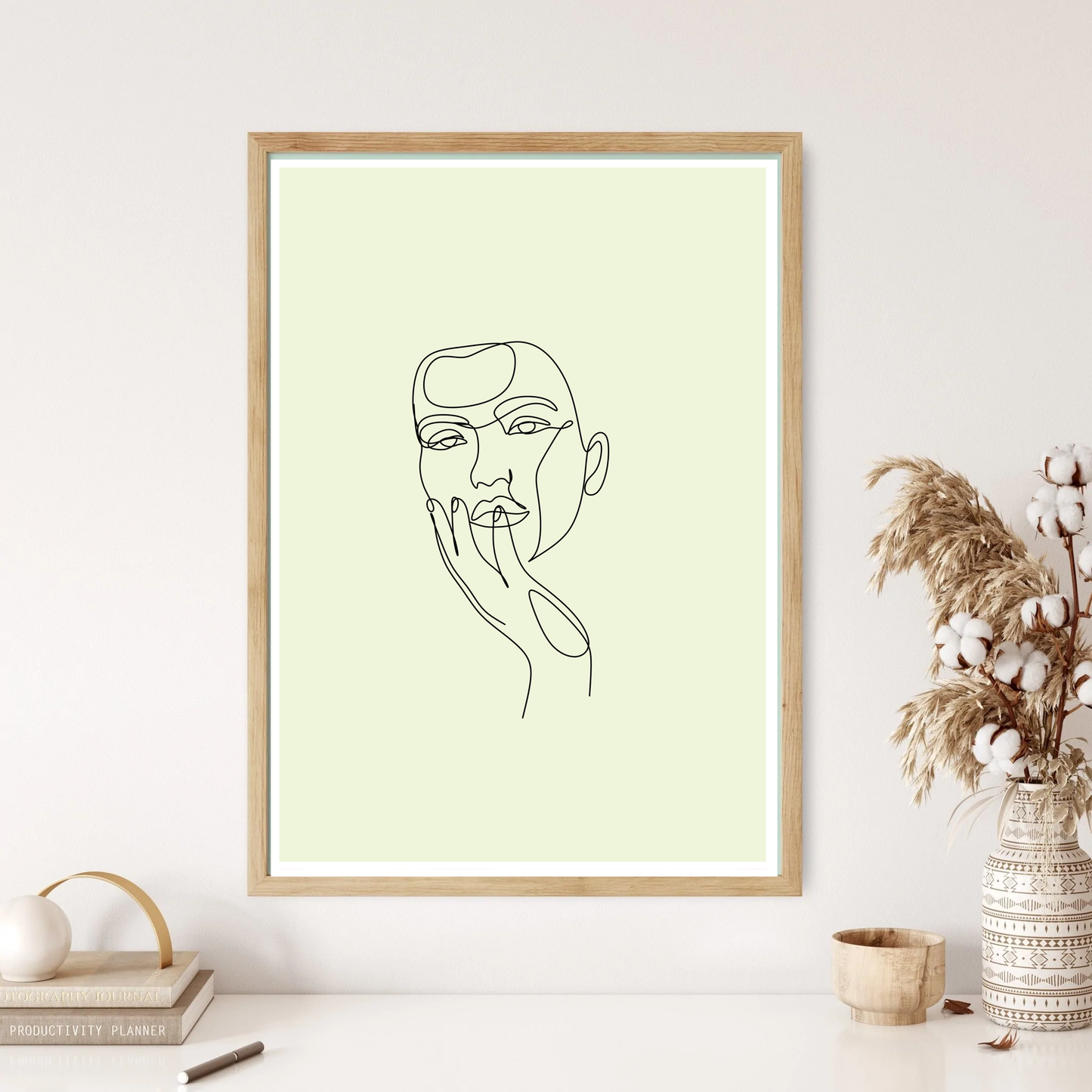 Palm On My Face Thinking Line Art Wall Print (5 Colours)