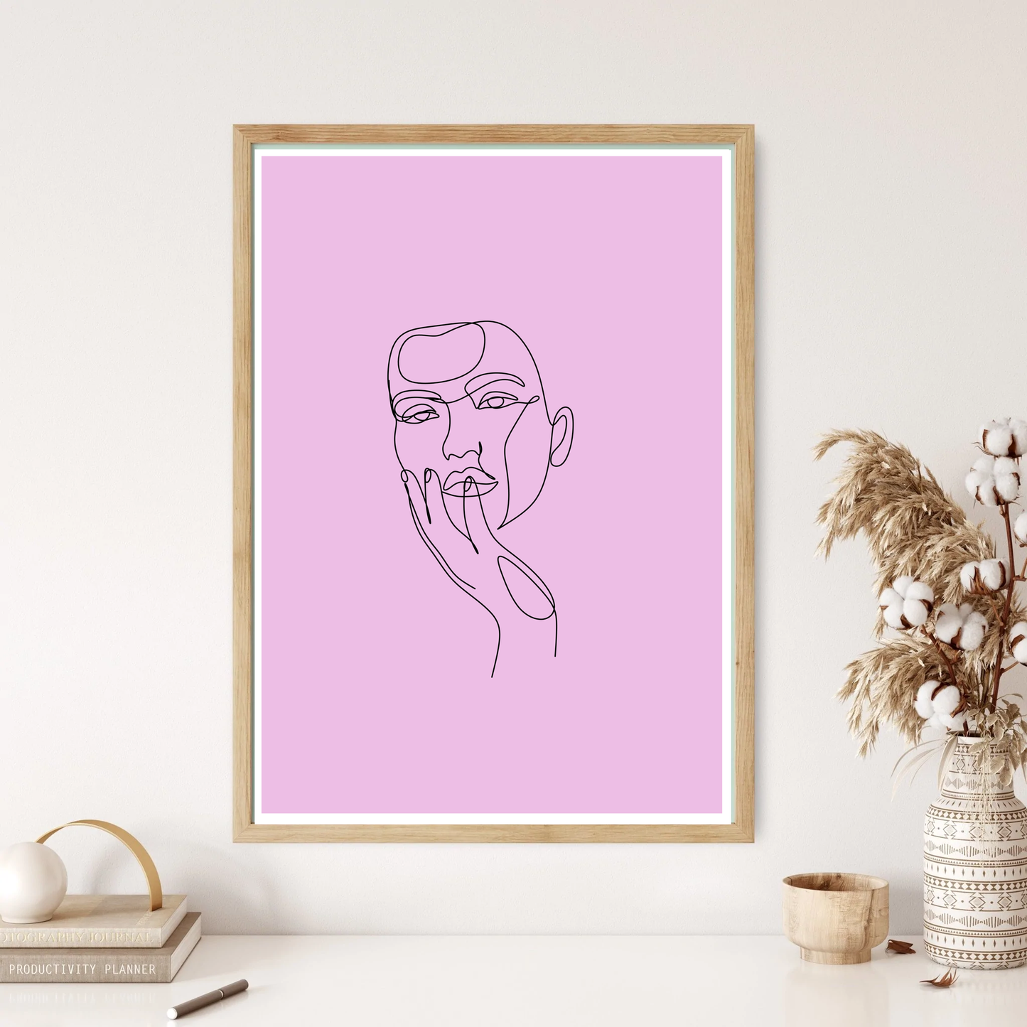 Palm On My Face Thinking Line Art Wall Print (5 Colours)