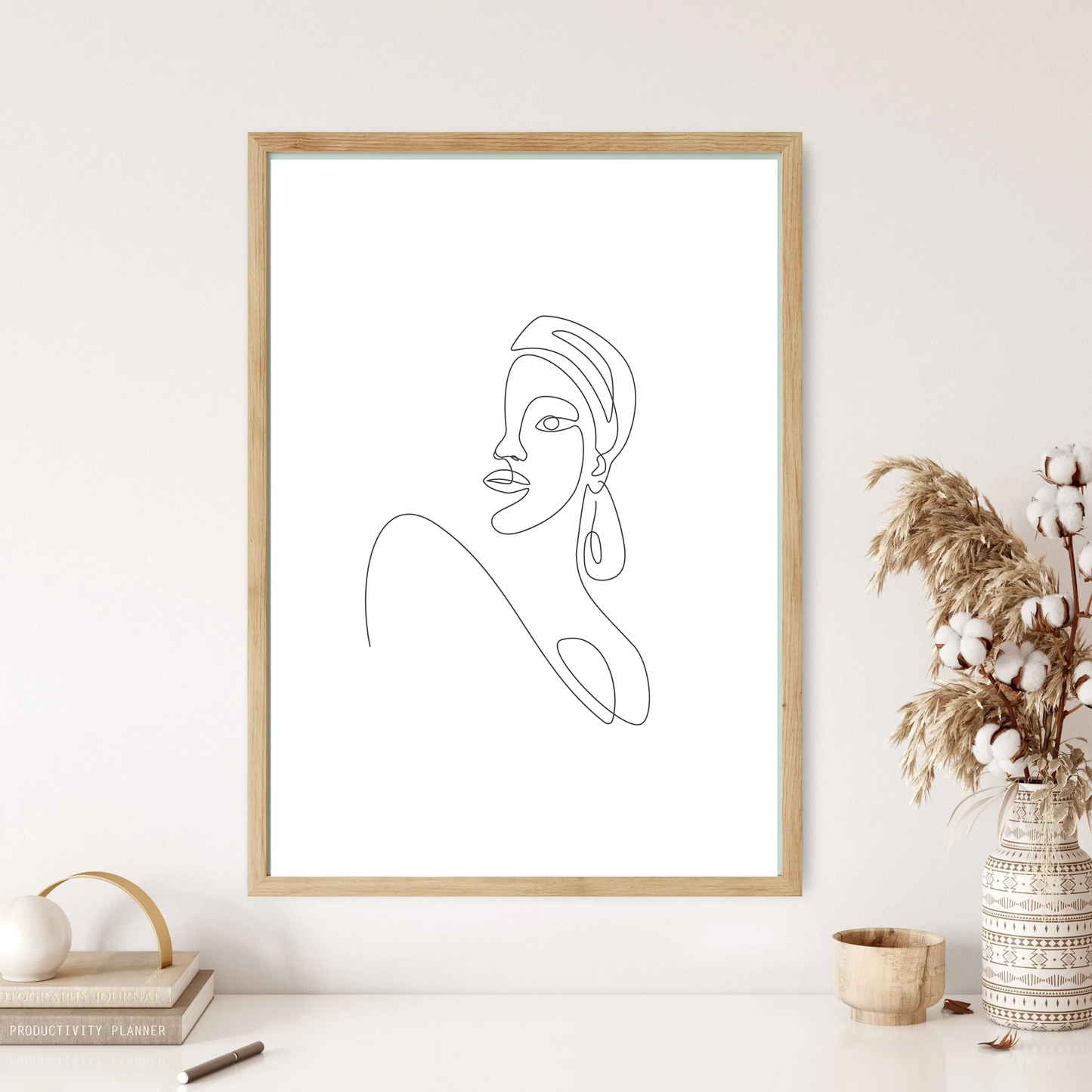 Woman Staring Line Art Wall Print (5 Colours)