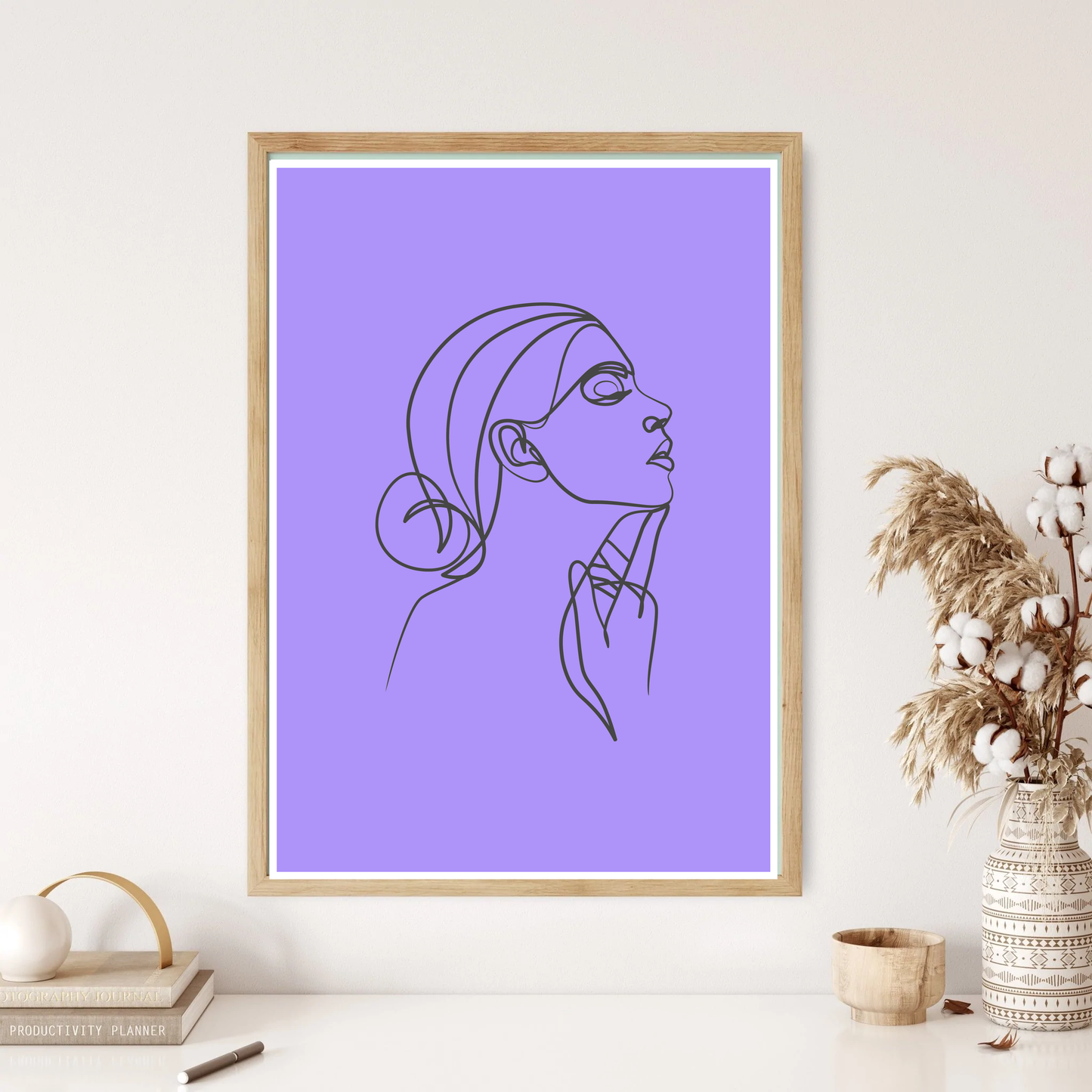 Elegant Woman Line Art Wall Print (5 Colours)