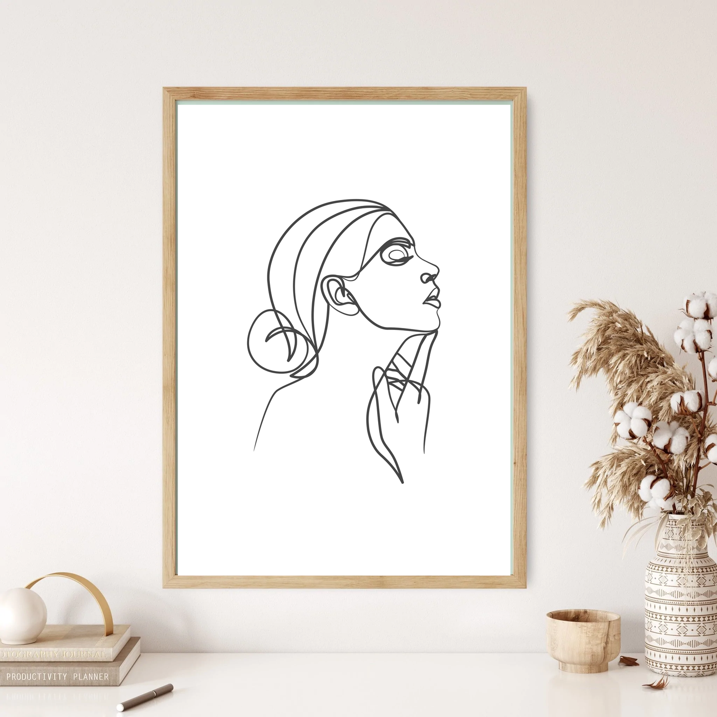 Elegant Woman Line Art Wall Print (5 Colours)