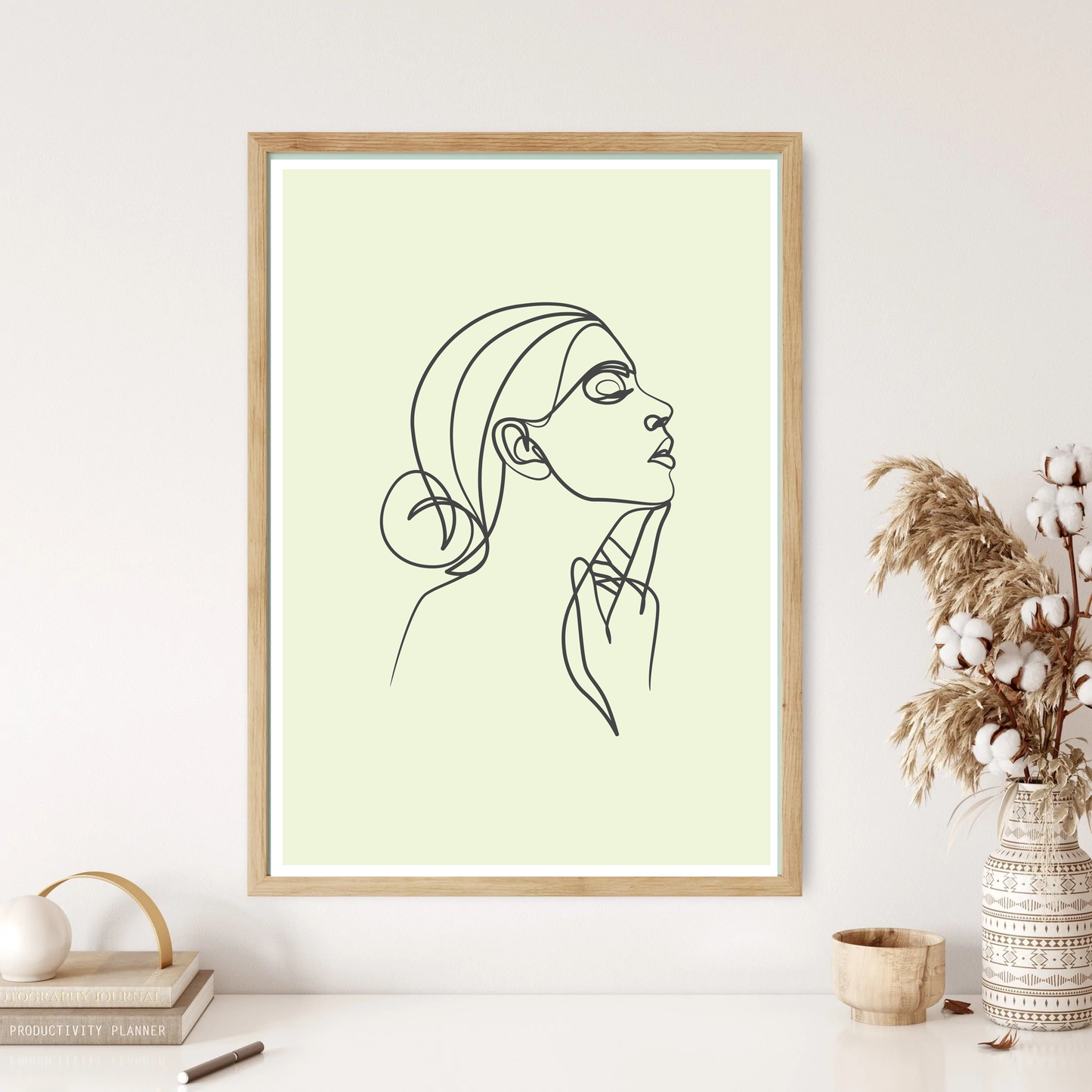 Elegant Woman Line Art Wall Print (5 Colours)