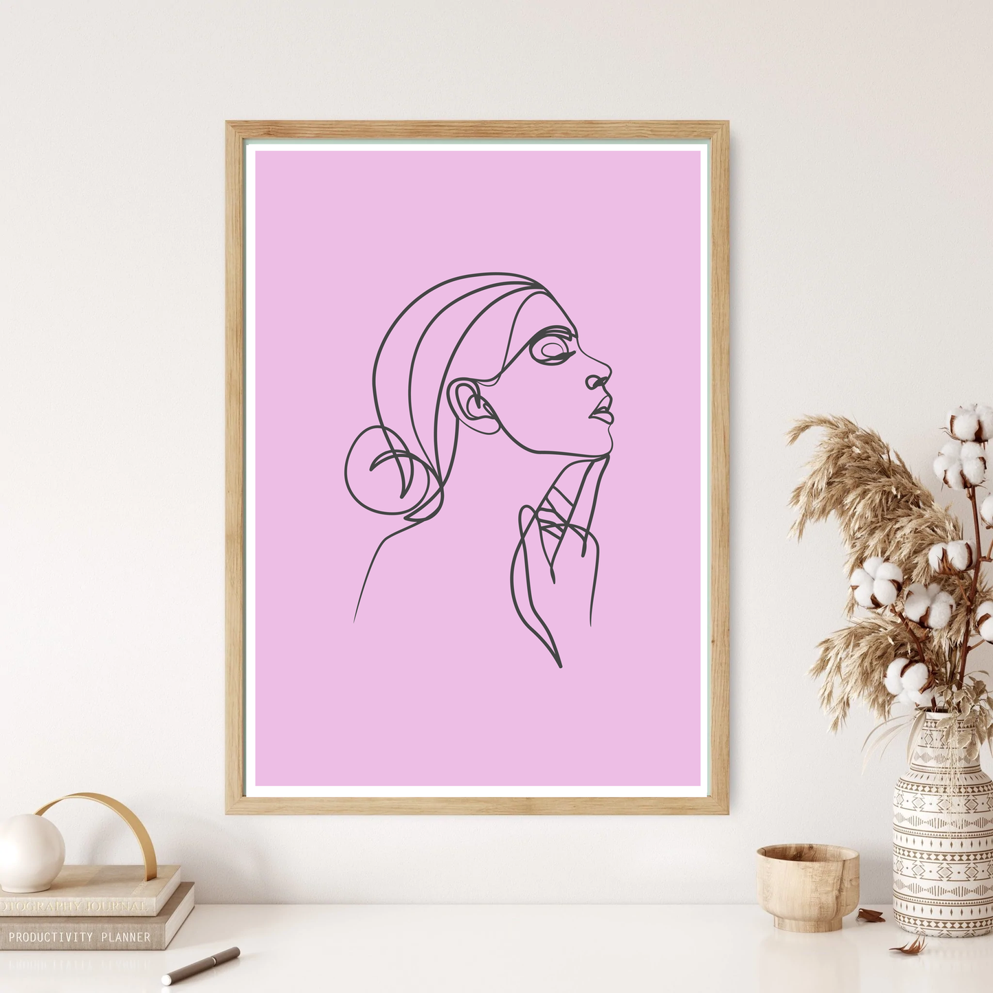 Elegant Woman Line Art Wall Print (5 Colours)