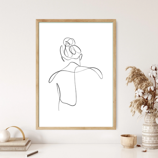 Woman's Back Line Art Wall Print (5 Colours)