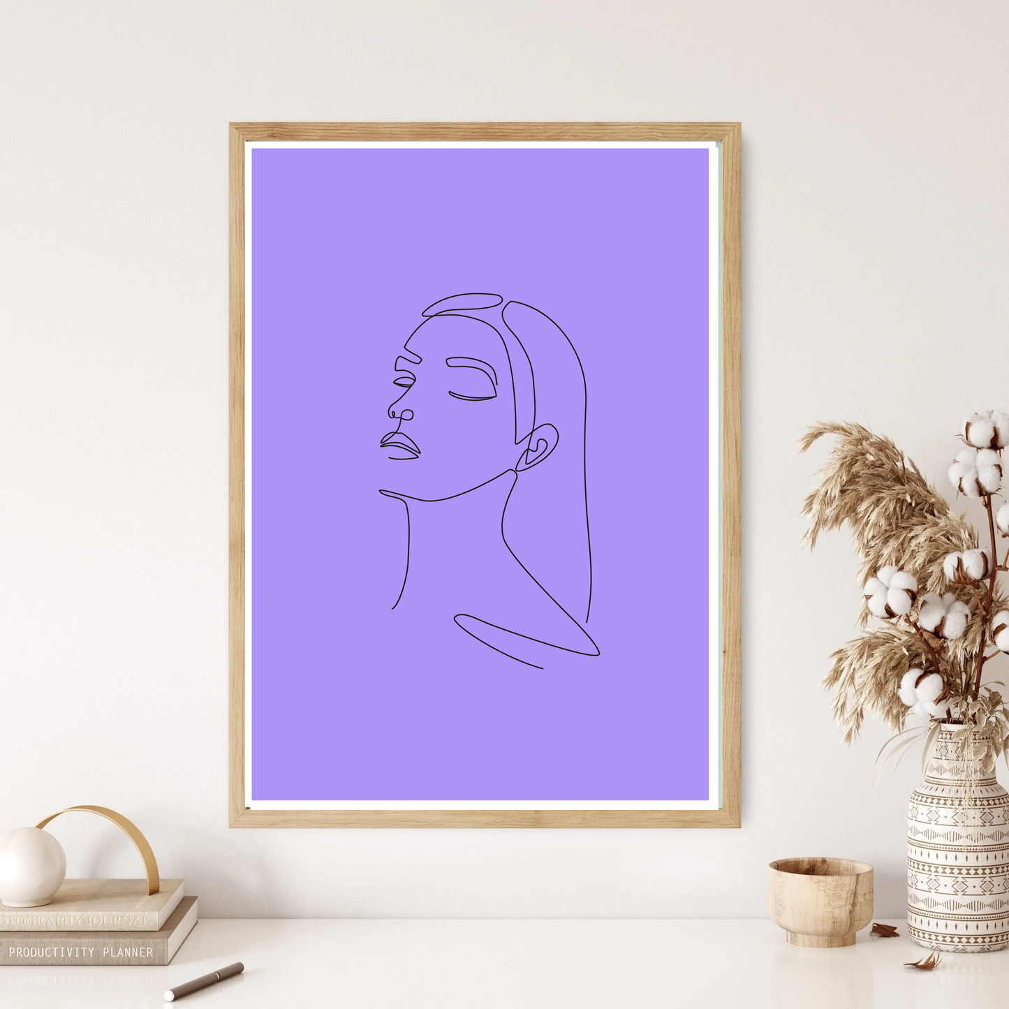 Woman's Face Back Line Art Wall Print (5 Colours)