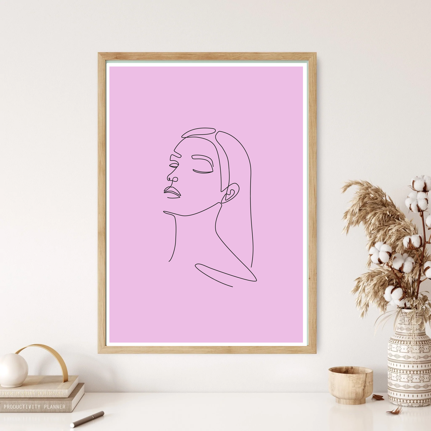 Woman's Face Back Line Art Wall Print (5 Colours)