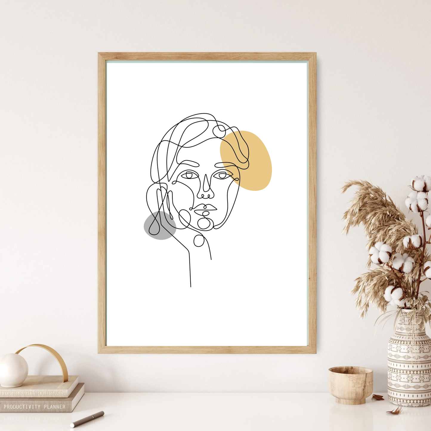 Stained Thinking Face Line Art Wall Print (5 Colours)