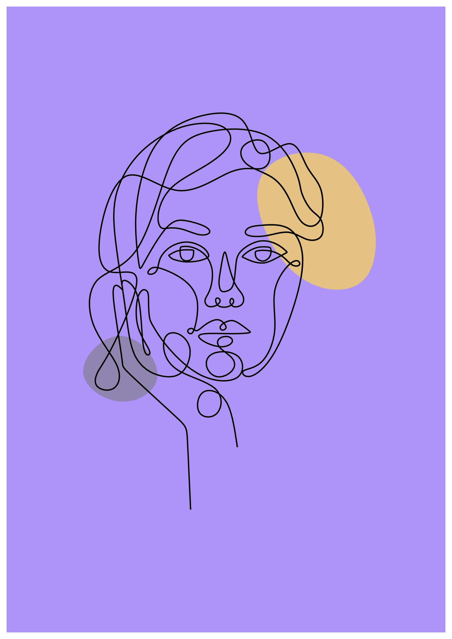 Stained Thinking Face Line Art Wall Print (5 Colours)