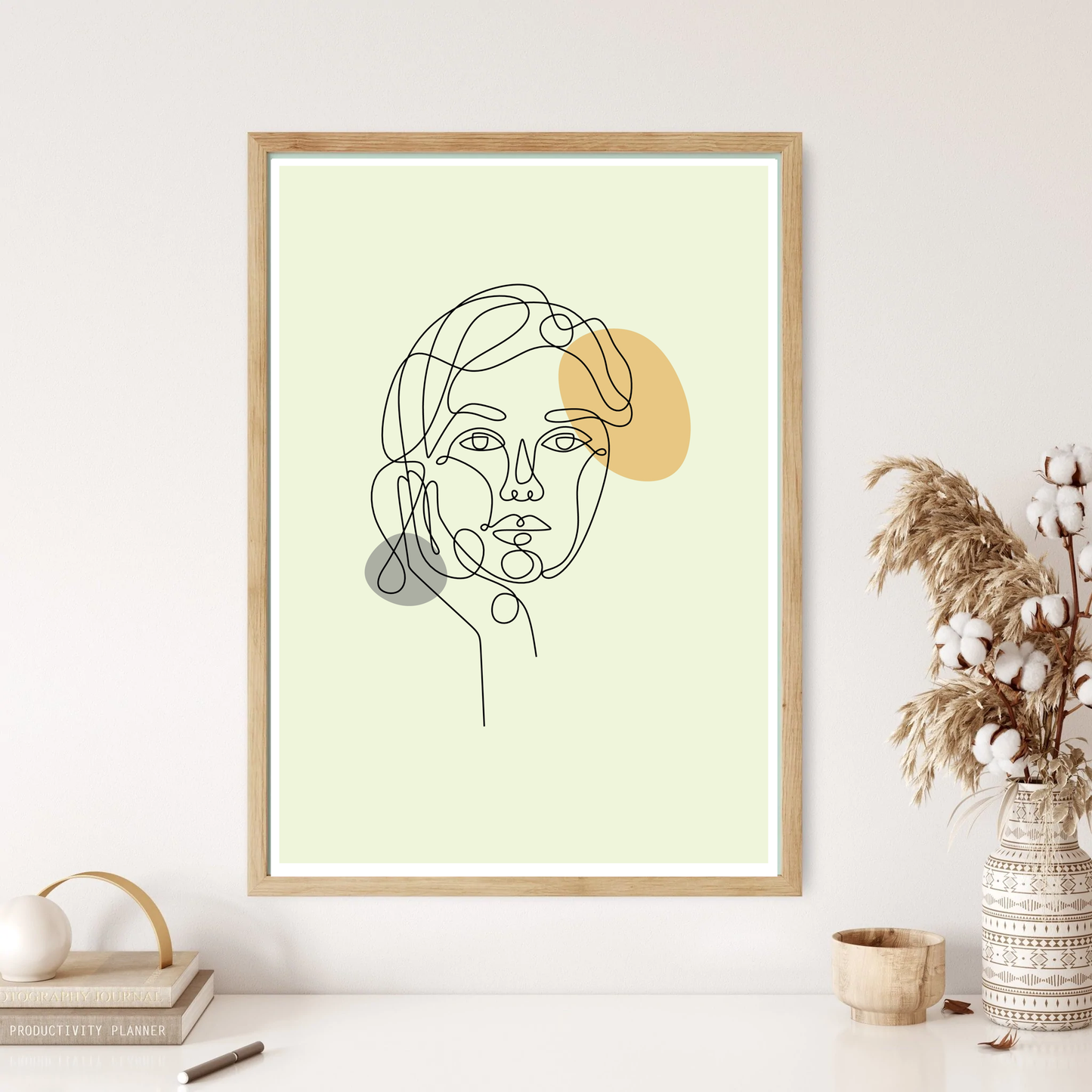 Stained Thinking Face Line Art Wall Print (5 Colours)