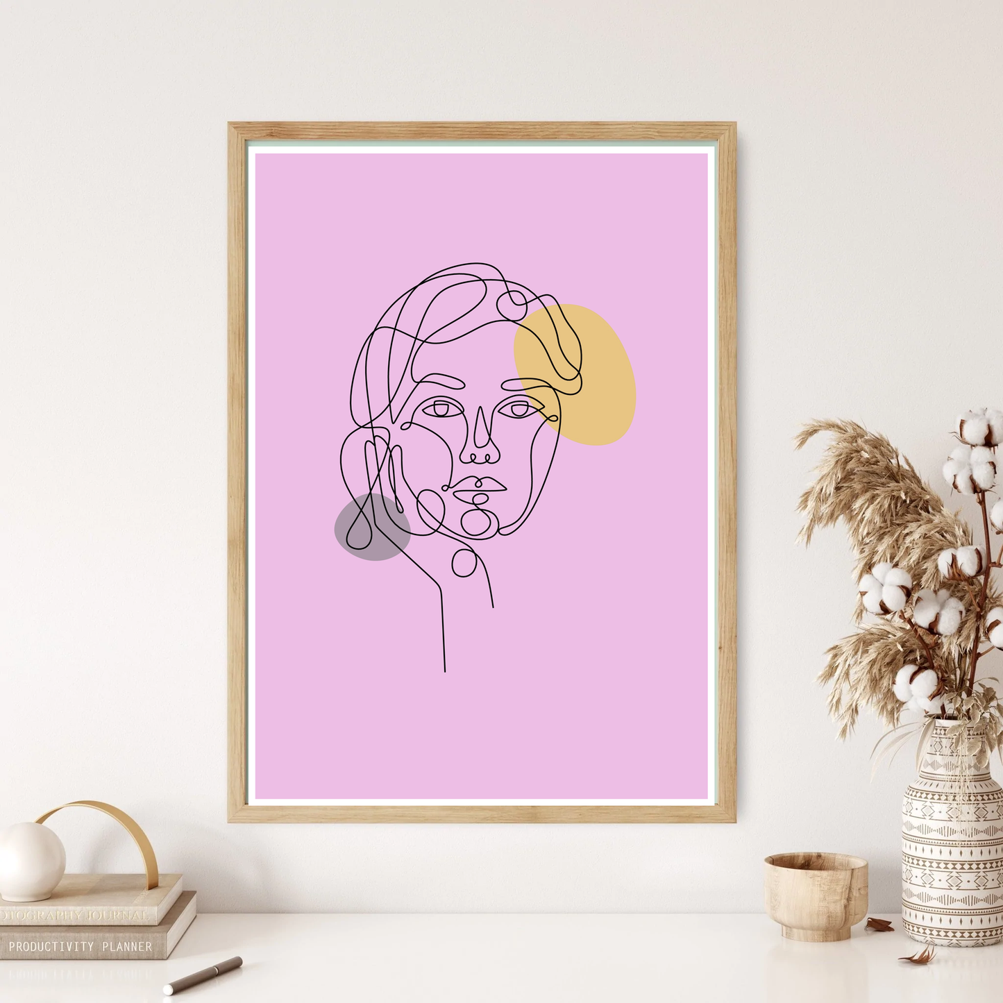 Stained Thinking Face Line Art Wall Print (5 Colours)