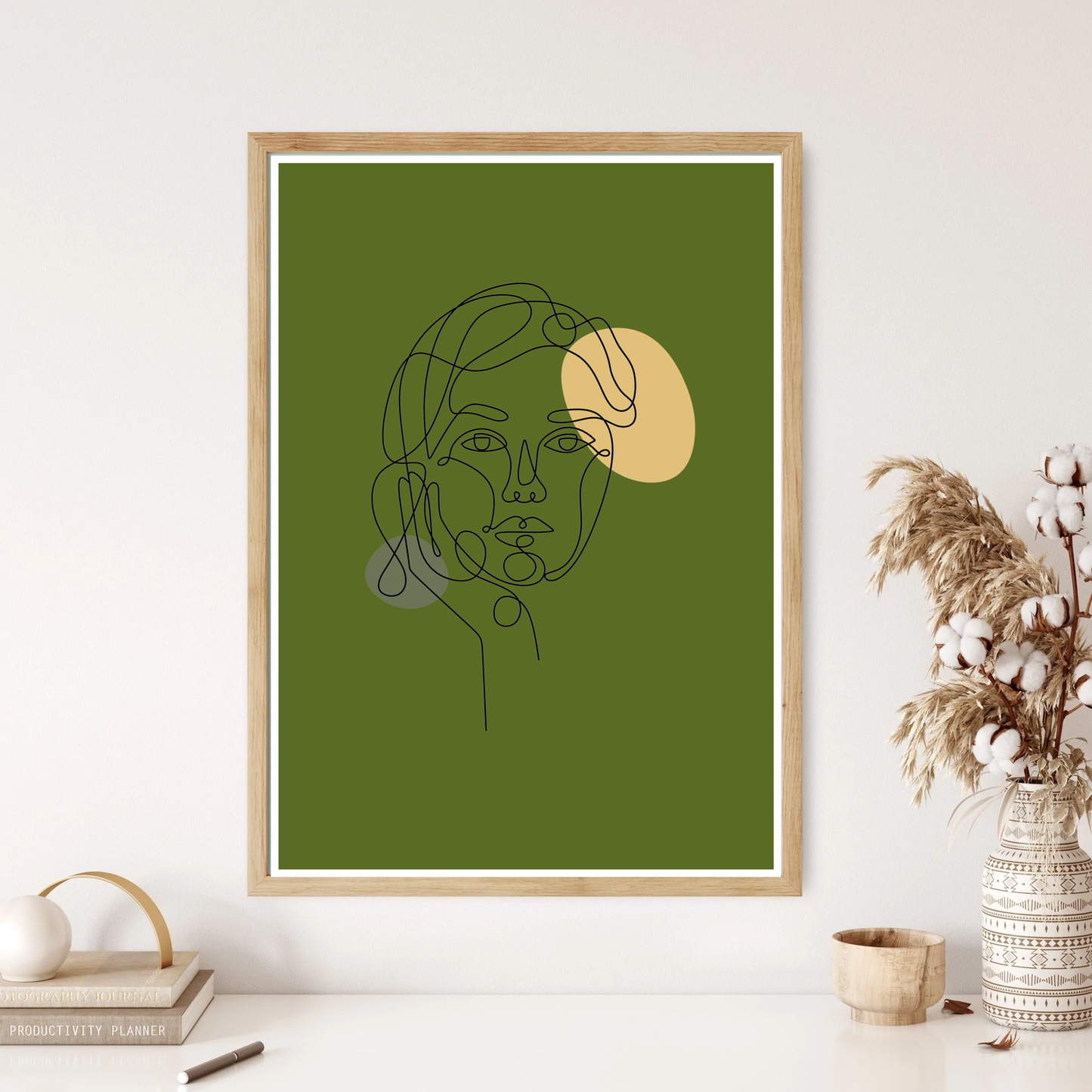 Stained Thinking Face Line Art Wall Print (5 Colours)