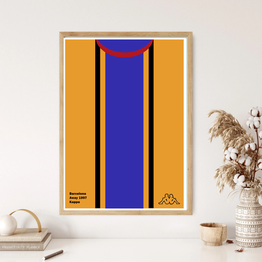 Barcelona 1997 Away Retro Kit Shirt Football Art Wall Print