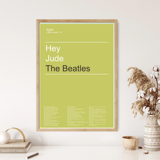 The Beatles - Hey Jude Song Music Minimal Wall Print