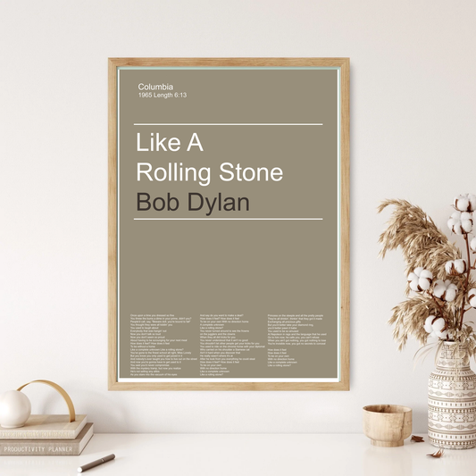 Bob Dylan - Like A Rolling Stone Song Music Minimal Wall Print