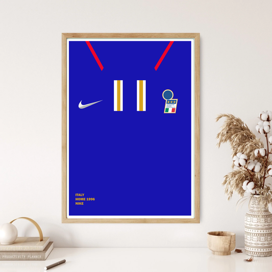 Italy Retro Home Kit Shirt 1996 Football Art Wall Print