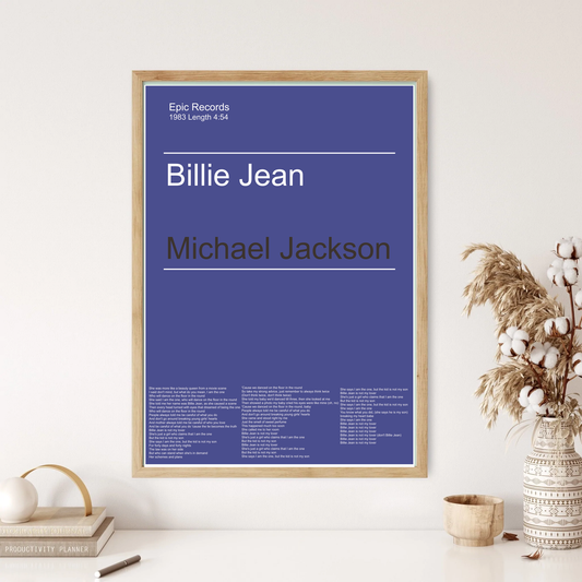 Michael Jackson - Billie Jean Song Music Minimal Wall Print