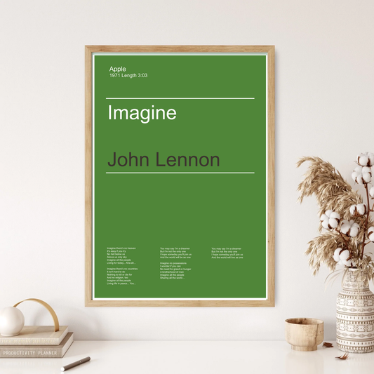 John Lennon - Imagine Song Music Minimal Wall Print