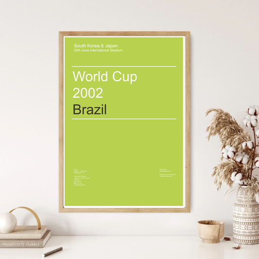 Korea & Japan World Cup 2002 Brazil Winners Football Minimal Wall Print
