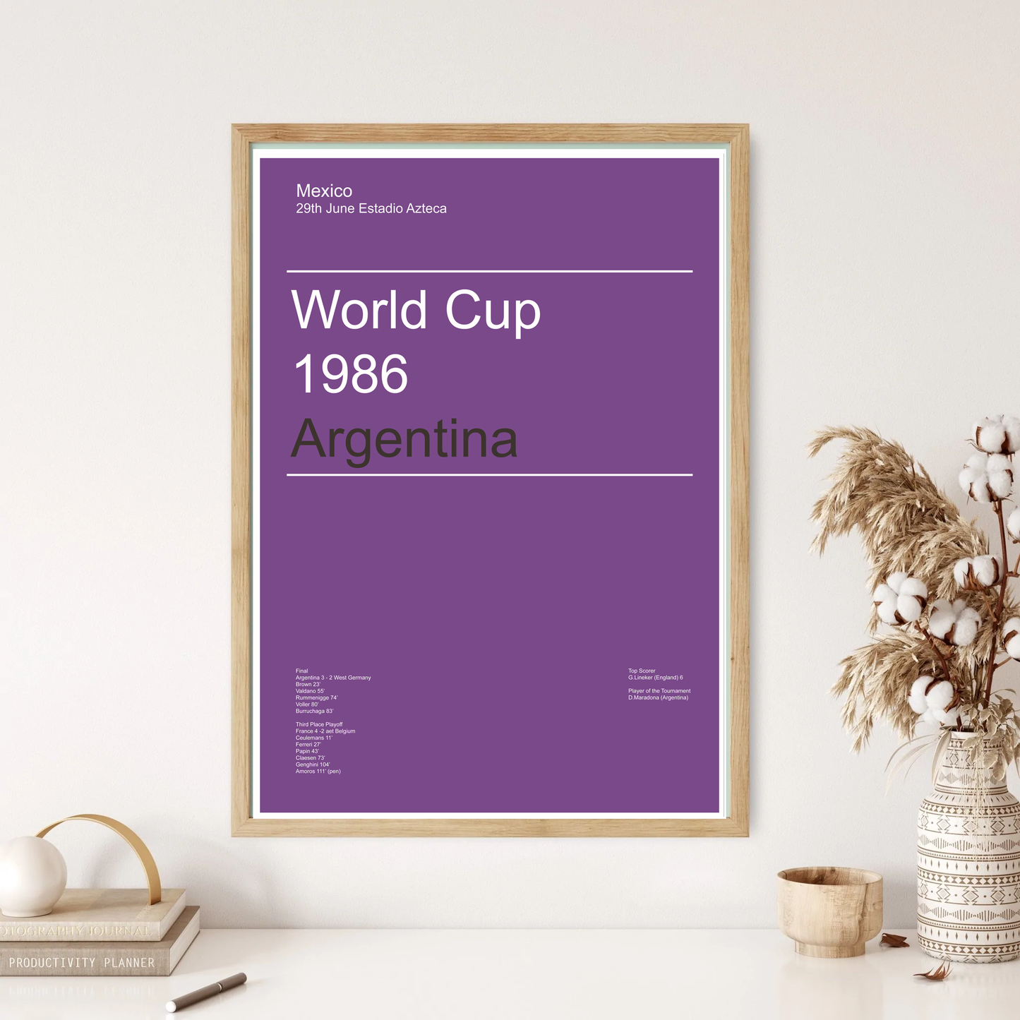 Mexico World Cup 1986 Argentina Winners Football Minimal Wall Print