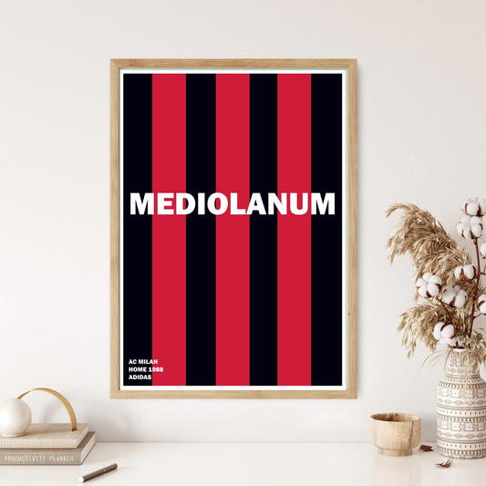 AC Milan 1980 Home Retro Kit Shirt Football Art Wall Print