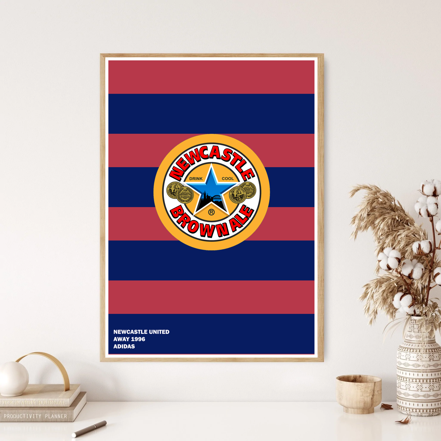 Newcastle United 1996 Away Retro Kit Shirt Football Art Wall Print