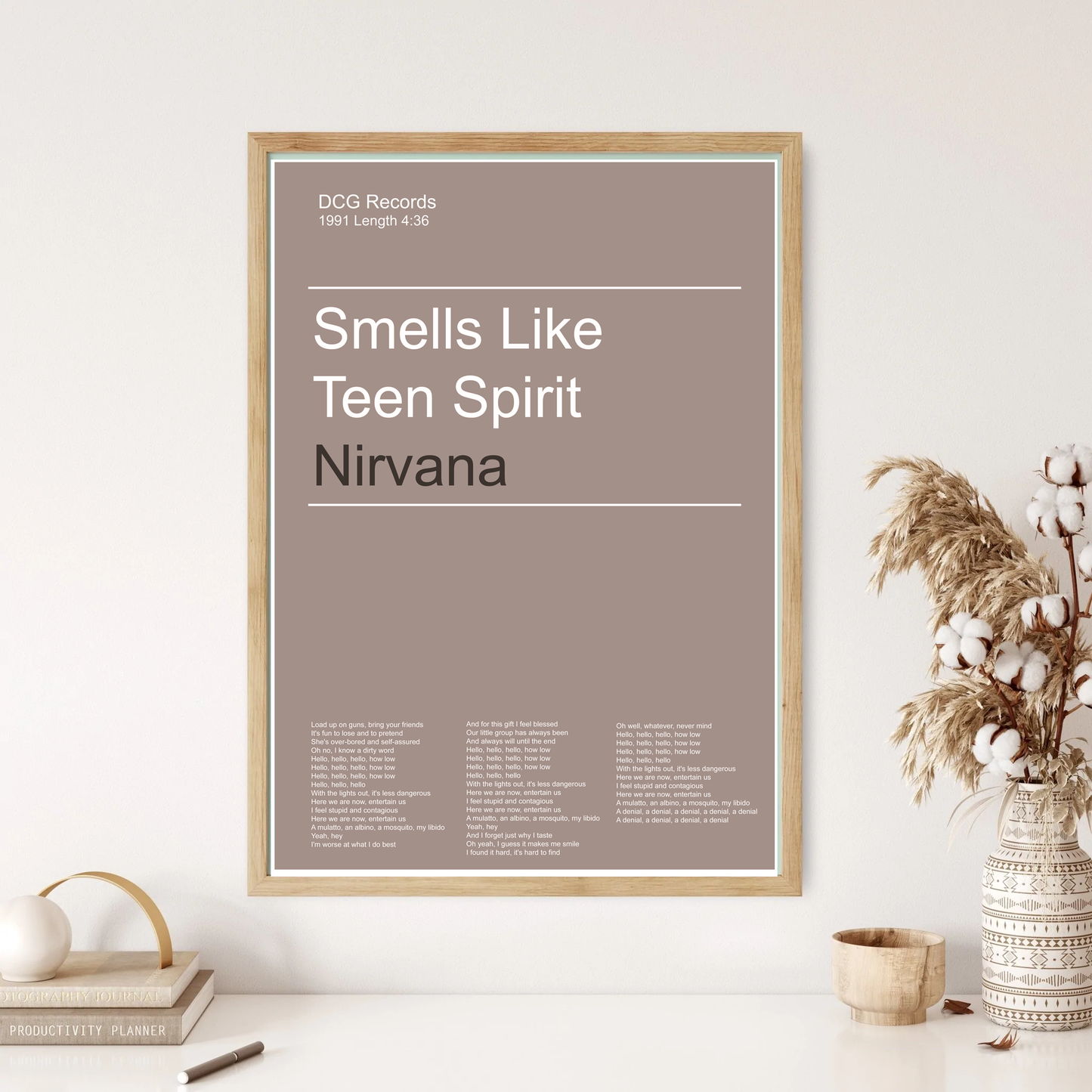 Nirvana - Smells Like Teen Spirit Song Music Minimal Wall Print