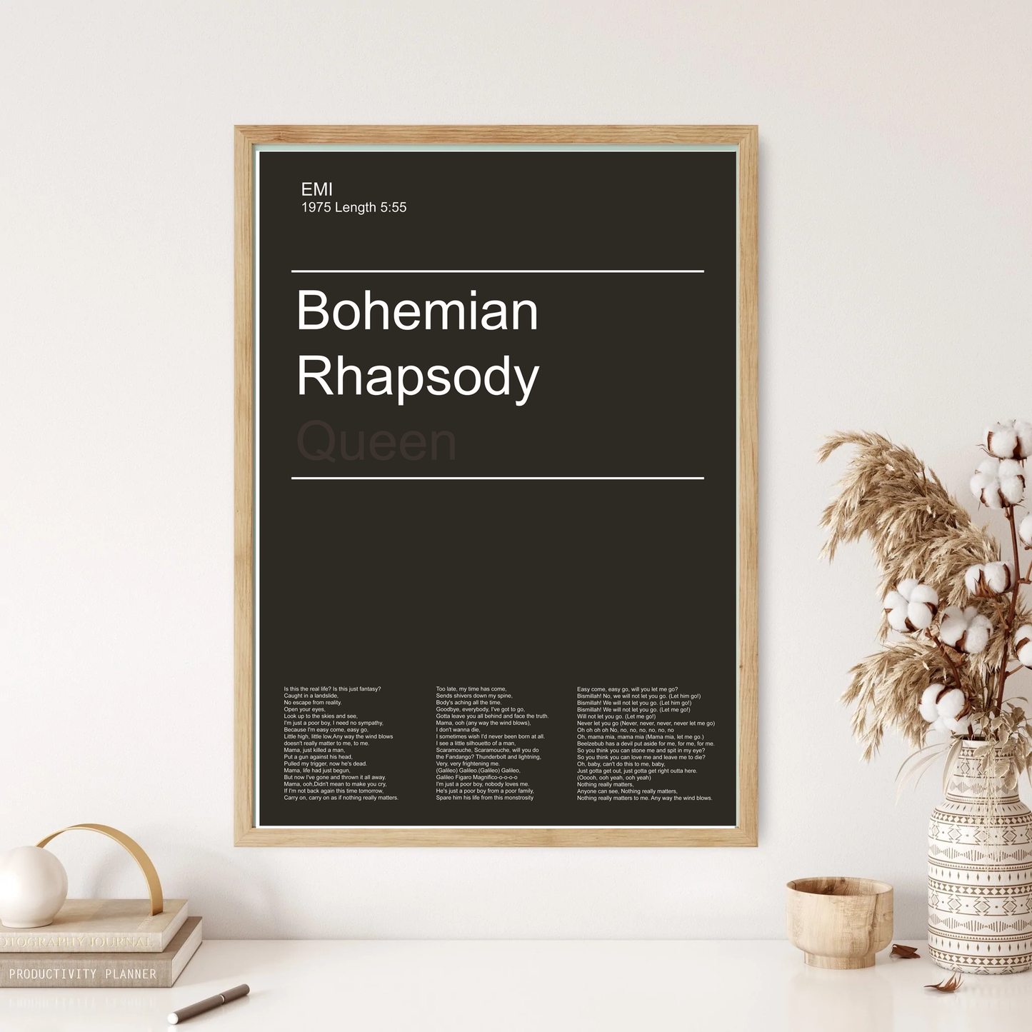 Queen - Bohemian Rhaposody Song Music Minimal Wall Print