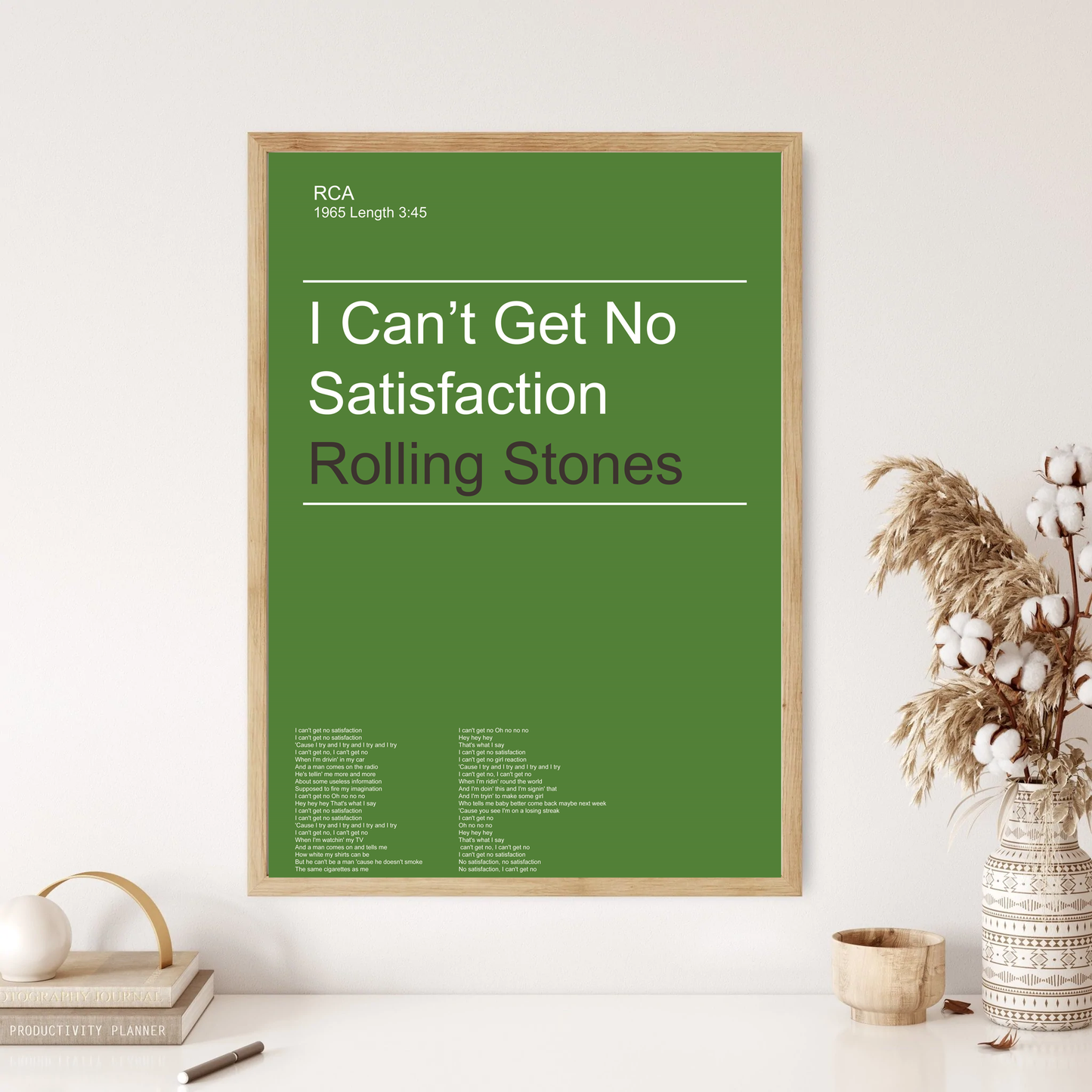 Rolling Stones - I Cant Get No Satisfaction Song Music Minimal Wall Print