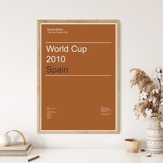 South Africa World Cup 2010 Spain Winners Football Minimal Wall Print