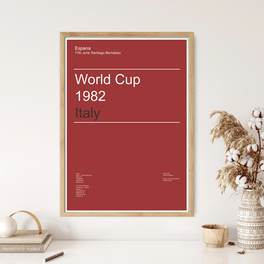 Spain World Cup 1982 Italy Winners Football Minimal Wall Print