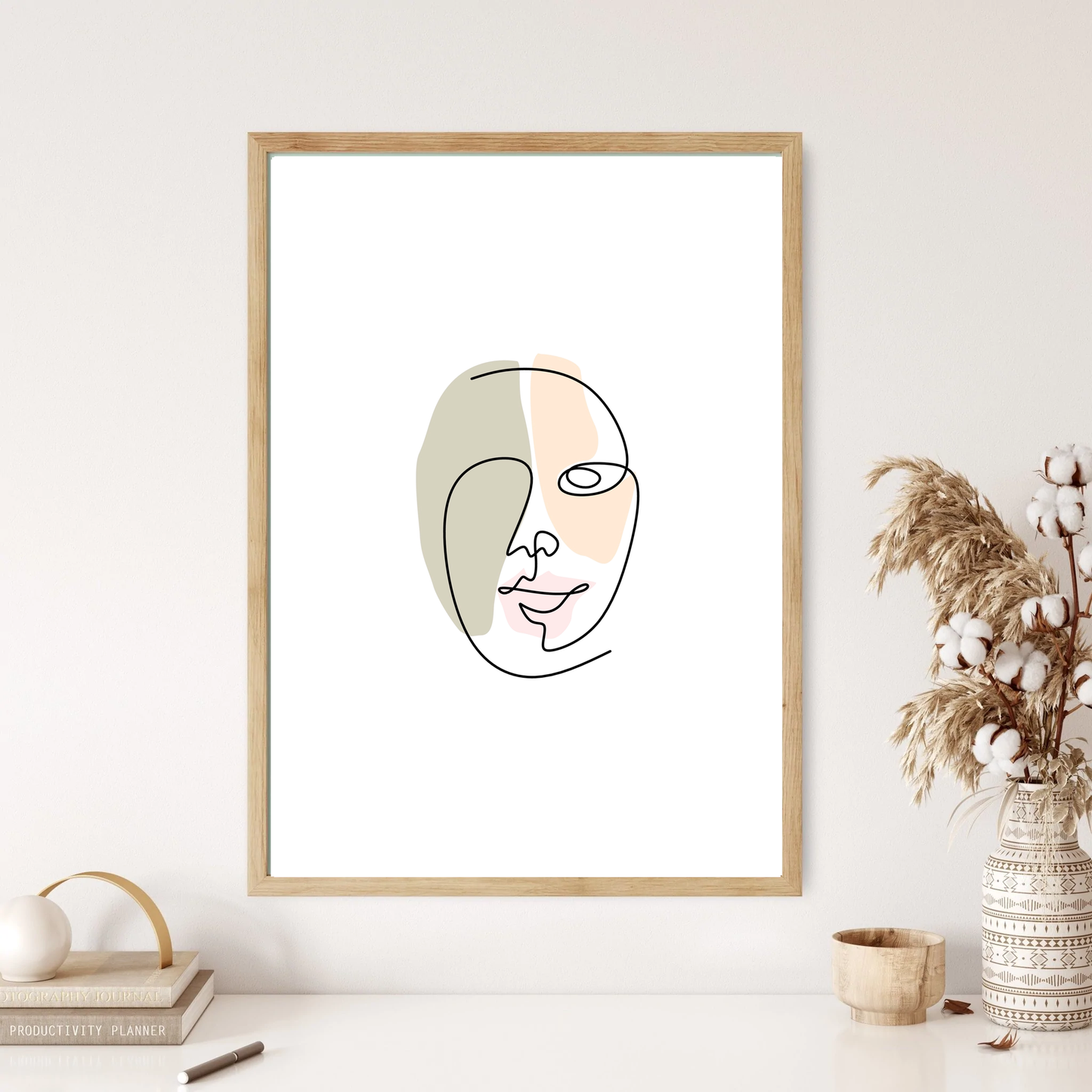 Stained Circle Face Line Art Wall Print