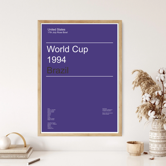 USA World Cup 1994 Brazil Winners Football Minimal Wall Print